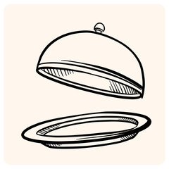 Hand-Drawn Food Cloche and Plate Sketch