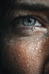 Close Up Of A Sweaty Woman's Eye