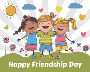 Flat International Friendship Day Vector Art Illustration