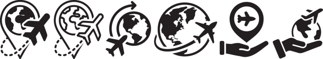 Aviation and Globe Icons: An array of captivating icons showcases the seamless connection between aviation and global exploration, inviting viewers to embark on a journey of endless possibilities. 