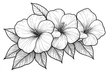 Elegant black and white floral design with delicate lines.