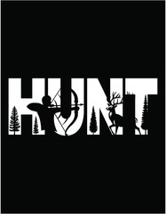 Deer Hunting With Bow For Man - printable editable vector art file.