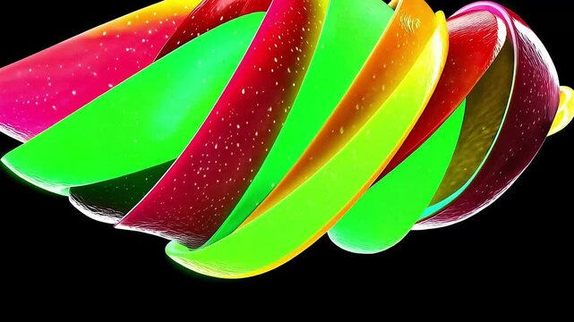 Swirling red and green light forming a fruit-like shape - Fresh, Vibrant - Pulsing softly - Dark gradient background 