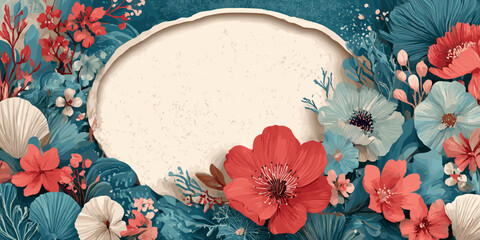 flower, frame, nature, rose, floral, flowers, plant, leaf, spring, decoration, illustration, vector, red, beauty, card, summer, blossom, bloom, bouquet, border, garden, love, holiday, design, poppy, p