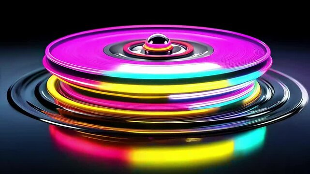 Neon Spiral Disc Animation - 4K Video for Abstract Art, Technology, and Motion Design Projects!