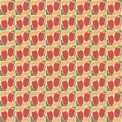 Seamless Red Floral Pattern with Leaves on White Background – Cute Nature-Inspired Design