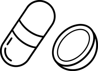 Capsule  Tablet Icon Line Art Vector Illustration