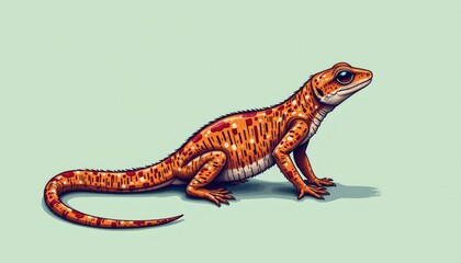 Fototapeta premium a zen art illustration of gecko, positioned right, ,no text, no logo, mint green background