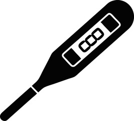 Digital Thermometer With Reading Silhouette Vector Illustration