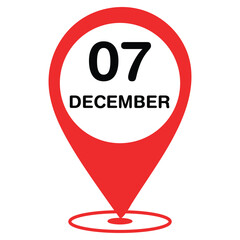 December 07 Location Pin Icon  Date Marker for Calendar & Map UI Design
