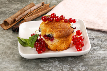 Delicous cupcake with red currant