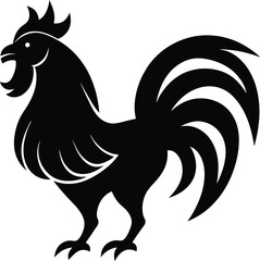 Minimal rooster head silhouette vector for label, print, and branding
