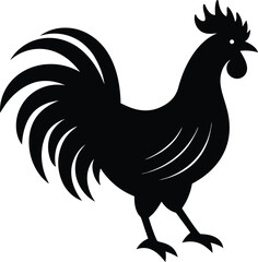 Powerful rooster head silhouette illustration for food and farm themes
