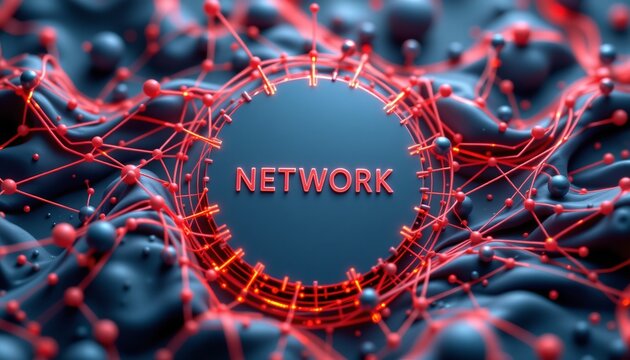a 3d render of network, centered, ,no text, no logo, coral background