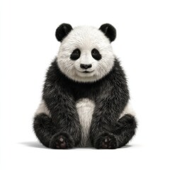 Naklejka premium Adorable Baby Panda Cub Sitting Isolated on White Background, Wildlife, Animal