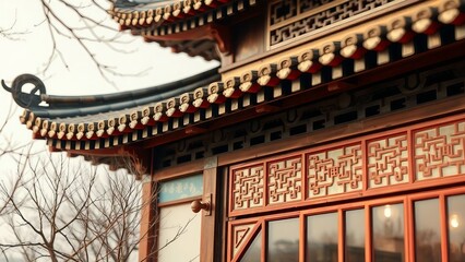 Traditional Chinese temple architecture in Beijing, an ancient oriental building of culture and religion