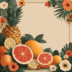 wreath, frame, summer banner, summer frame, summer cute, flower, frame, nature, rose, floral, flowers, plant, leaf, spring, decoration, illustration, vector, red, beauty, card, summer, blossom, bloom,