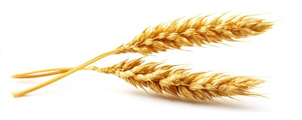Golden Wheat Ears Isolated on White Background, harvest, agriculture