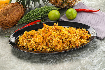 Indian cuisine - Biryani rice with prawn