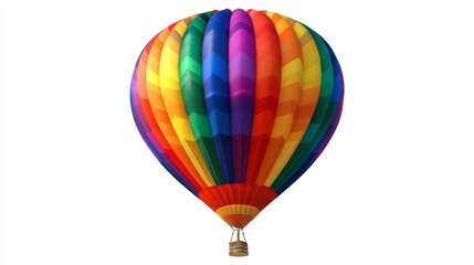 Fototapeta premium Rainbow Hot Air Balloon Isolated on White Background, air balloon, hot air balloon