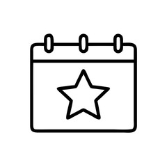 Calendar with star icon on transparent background for web and graphic design