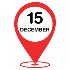 December 15 Location Pin Icon  Date Marker for Calendar & Map UI Design