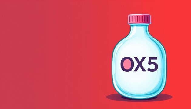 a art illustration of oxygen level, positioned right, ,no text, no logo, ruby red background