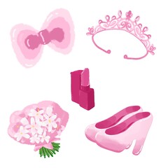  illustration of a set of wedding accessories