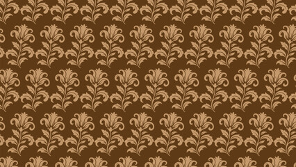 Classic Brown Damask Floral Pattern Background for Elegant Wallpaper and Textile Design