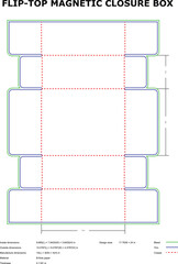 Flip top magnetic closure box packaging template die cut design