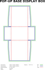 Pop up base display box template die cut design dimensions