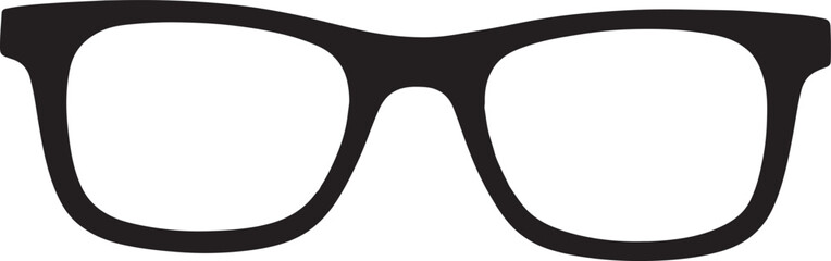 Reading glass silhouette, hipster nerd style black glasses silhouette vector isolated on a white background