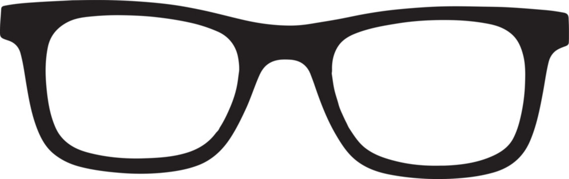 Reading glass silhouette, hipster nerd style black glasses silhouette vector isolated on a white background