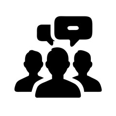 Silhouette group chat icon on transparent background for web and graphic design