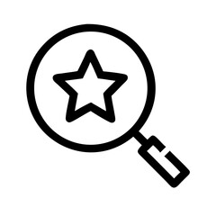 Silhouette magnifying glass and star icon on transparent background for web and graphic design