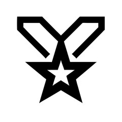 Silhouette star medal icon on transparent background for web and graphic design