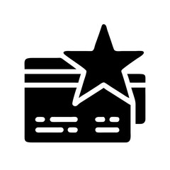 Silhouette star on credit card icon on transparent background for web and graphic design