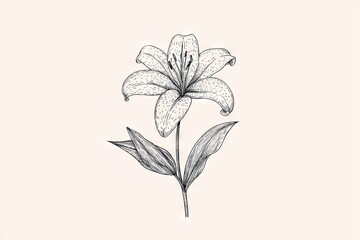 Detailed line drawing of a lily flower.