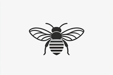 Stylized black and white bee illustration.