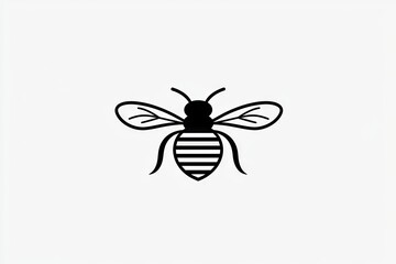 Obraz premium Simple black and white bee graphic.