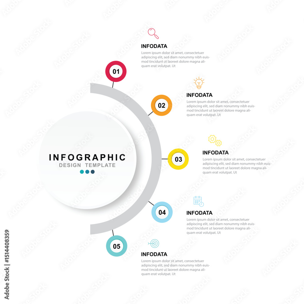 Fototapete Vector Infographic label design template with icons and 5 options or steps. for your business data. Vector Illustration.