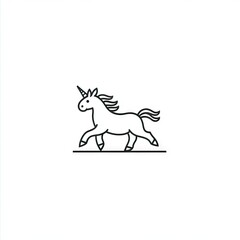 Simple line drawing of a running unicorn.