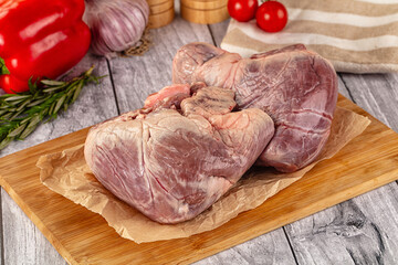 Uncooked raw fresh pork heart