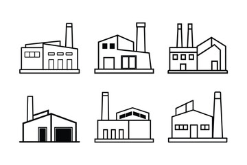 Fototapeta premium A set of industrial build line art vector illustration