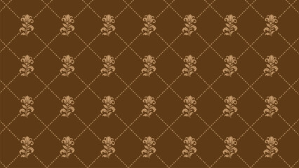 Elegant Brown Floral Damask Pattern Background for Vintage Wallpaper and Fabric Design