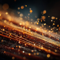 Naklejka premium Closeup of violin strings with rosin dust creates magical, sparkling effect. warm tones and intricate details evoke sense of wonder