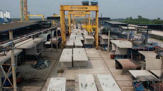 Aerial view of precast concrete factory