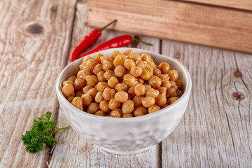 Boiled chickpea beans in the bowl