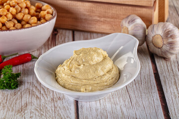 Natural organic homemade chickpea hummus