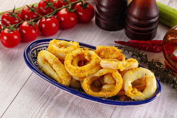 Roasted squid rings snack appetizer